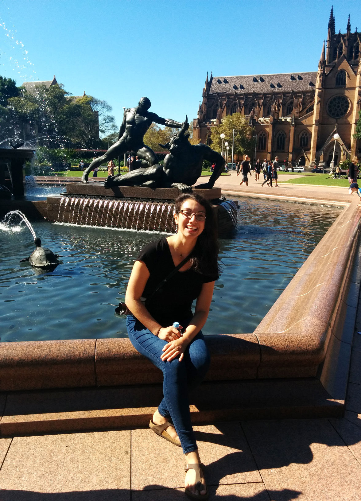 Me at a fountain. I will liken myself to Jason slaying the Minotaur (the minotaur being my anxieties in this case).