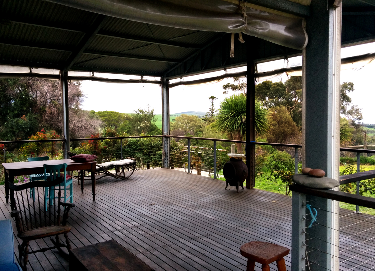 On the actual porch, looking out onto the rest of the paddock.