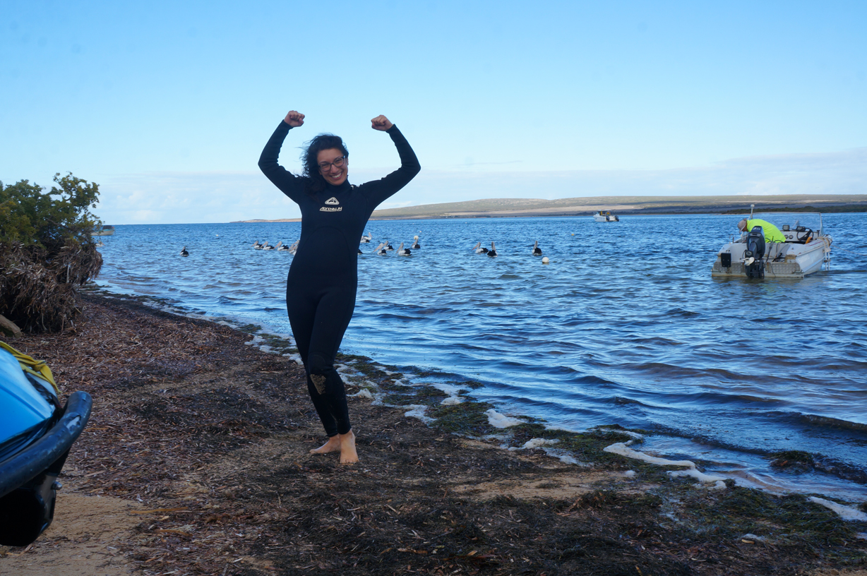 Me in a wetsuit, on a hunt for seals...which we didn't get to see. Boo urns. Next time.